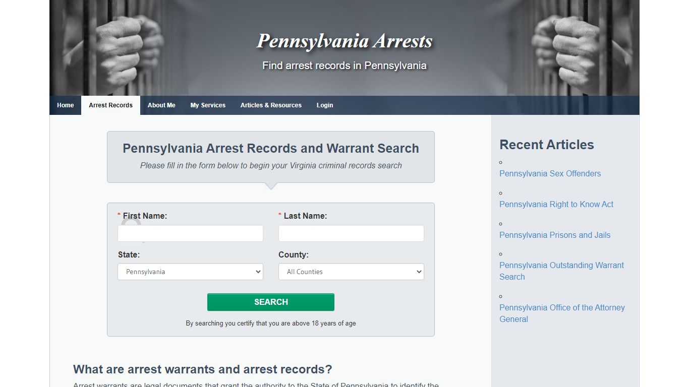 Pennsylvania Arrest Records and Warrant Search